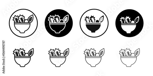 Salad icon flat line symbol set.