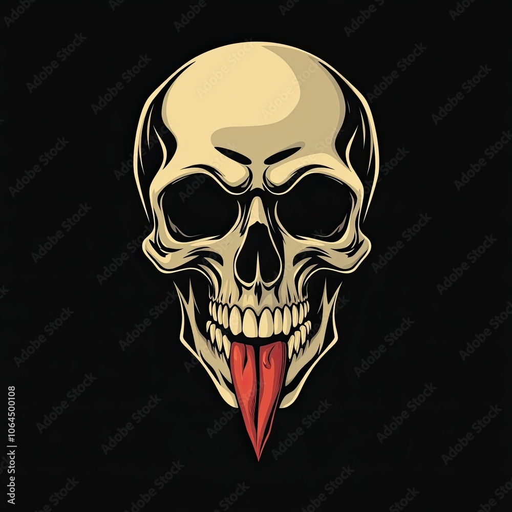 Obraz premium Naughty Beauty: Playful Cartoon Skull with Tongue Out – Modern AI-Generated Art Showcasing a Humorous and Cheeky Expression