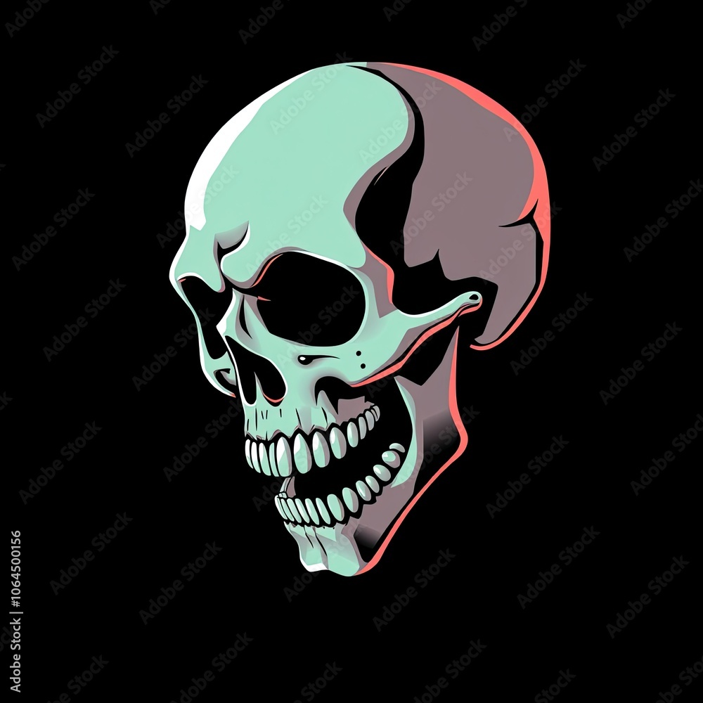 Fototapeta premium Naughty Beauty: Playful Cartoon Skull with Tongue Out – Modern AI-Generated Art Showcasing a Humorous and Cheeky Expression
