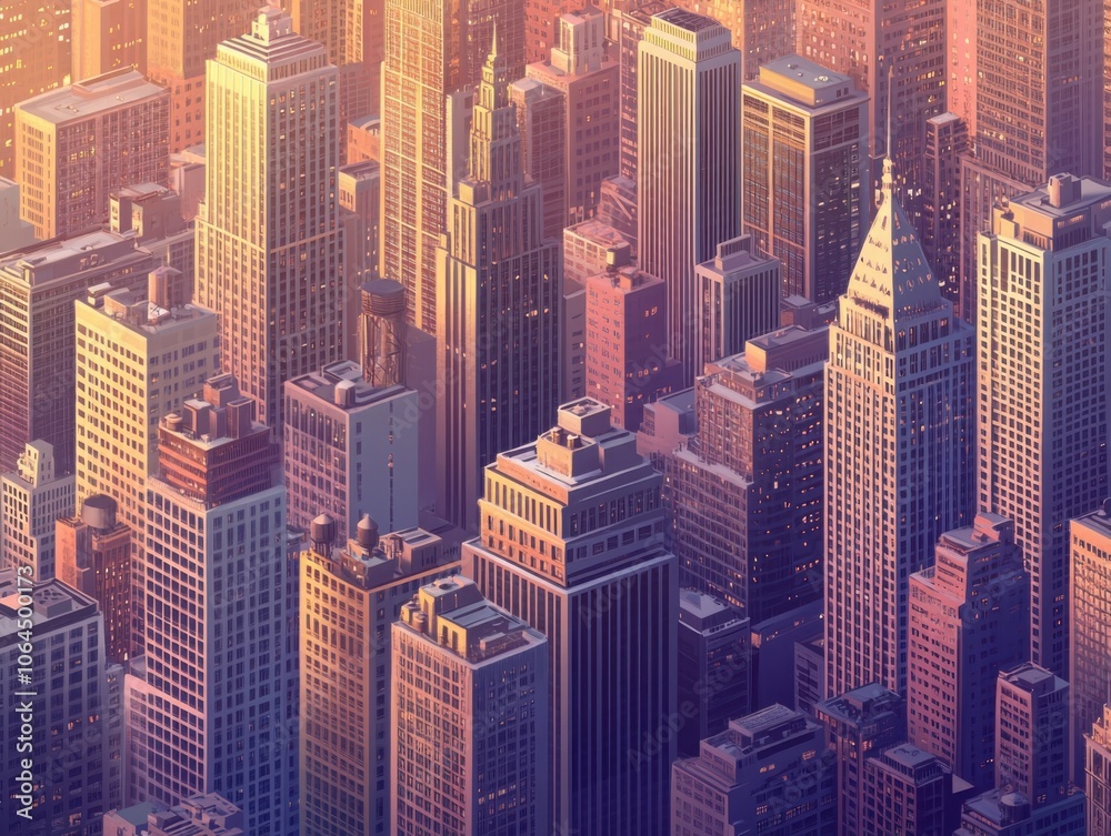 Obraz premium Captivating modern cityscape illustrations in isometric style featuring urban life and architectural wonders