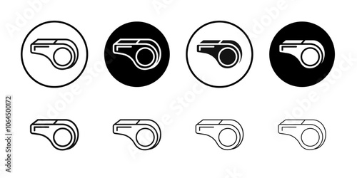 Whistle icon flat line symbol set.
