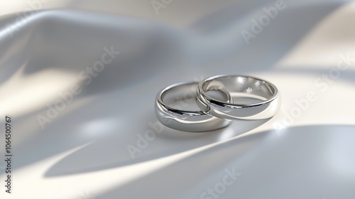 Simple and elegant matching couple rings on a clean white background, capturing the essence of timeless love and commitment. 