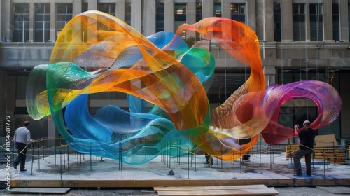 Sculptors using wind, water, and mechanics to bring kinetic art to life in public spaces. photo