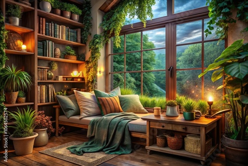 Cozy Reading Nook with Greenery and Natural Light for Home Decor Inspiration