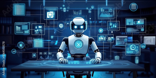 Wallpaper Mural Future technology robots work in digital office scenarios Torontodigital.ca