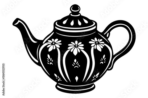 Hand painting of blue teapot vector art illustration 