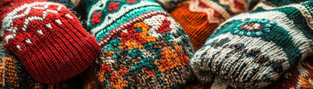 Cozy mittens scarves and hats adorned with festive patterns for a joyful holiday season Cozy mittens scarves and hats adorned with festive patterns for a joyful holiday season