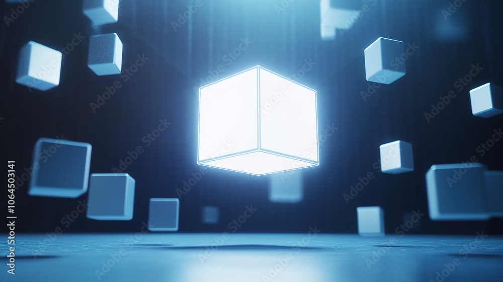 Technology inspired blue cube abstract background Technology inspired blue cube abstract background