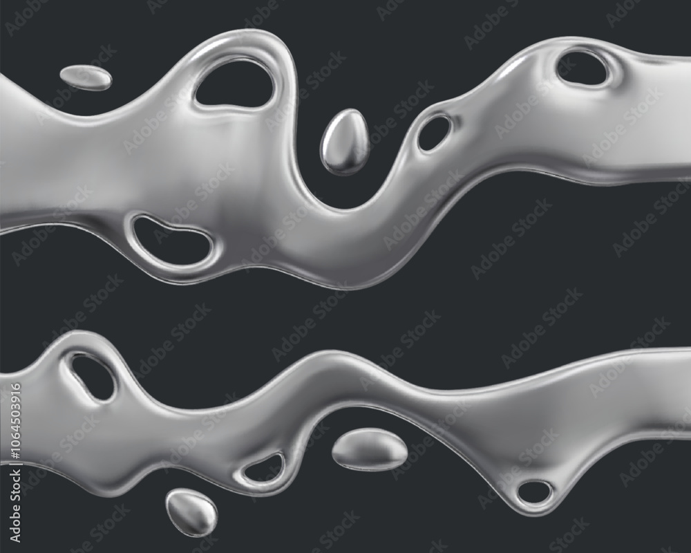 Liquid wavy shapes. Metal drops. 3d elements. Liquid wavy shapes. Metal drops. 3d elements.