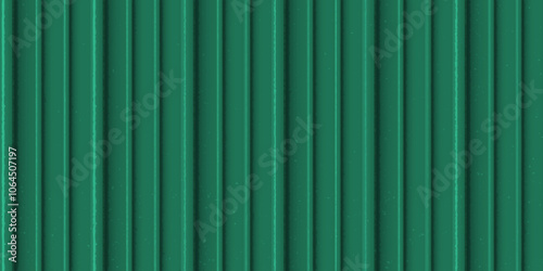 Vector background made of corrugated metal with rich texture of vertical green panels.