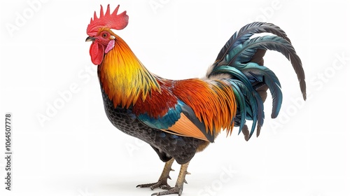 Wallpaper Mural beautiful male rooster isolated on white background Torontodigital.ca