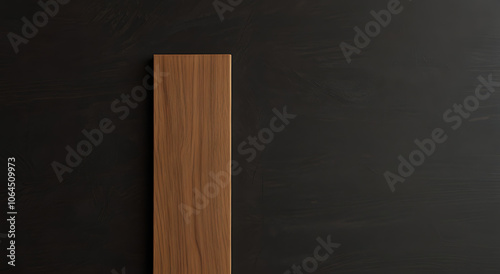 Minimalist Wooden Plaque with Engraving Plate on Simple Background and Ample Copy Space