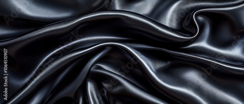 A close-up of luxurious black satin fabric, showcasing its smooth texture and elegant drape.