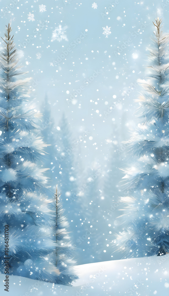 A winter-themed background with snowflakes and pine branches on a blue gradient. A winter-themed background with snowflakes and pine branches on a blue gradient.