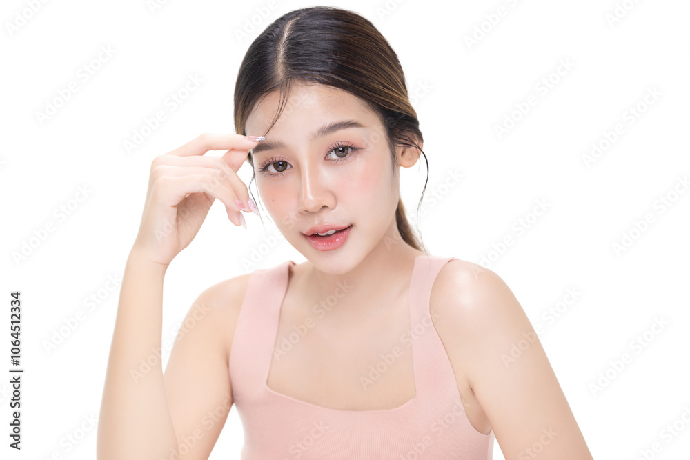 Studio shot Beautiful young Asian woman with clean fresh skin PNG file format transparent background. Studio shot Beautiful young Asian woman with clean fresh skin PNG file format transparent background.