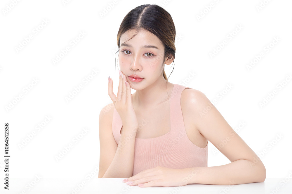 Studio shot Beautiful young Asian woman with clean fresh skin PNG file format transparent background. Studio shot Beautiful young Asian woman with clean fresh skin PNG file format transparent background.