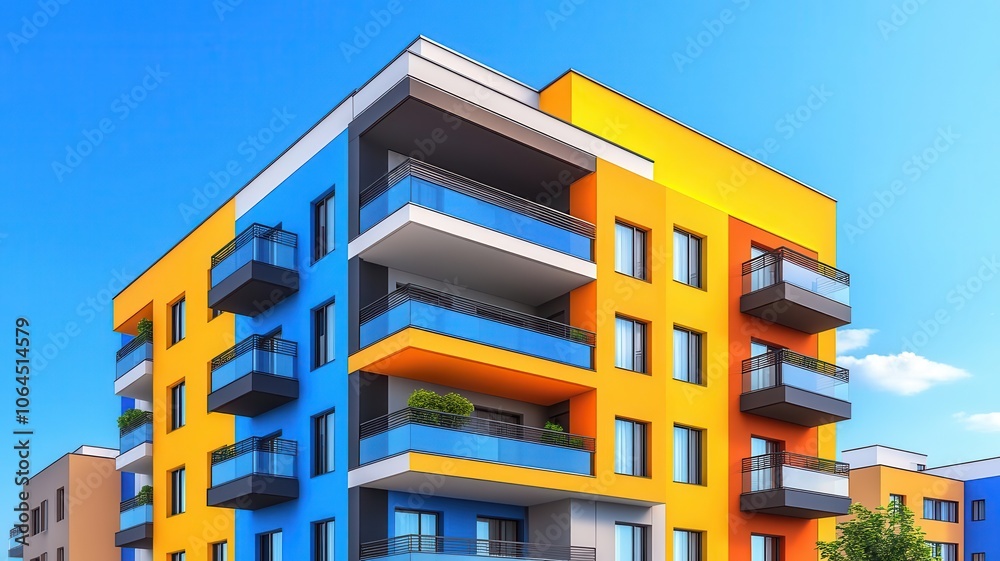 Modern urban seal residential zone theme 3D render vivid Modern urban seal residential zone theme 3D render vivid