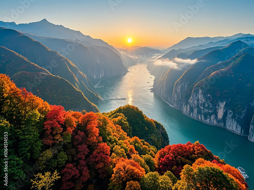 Natural scenery of the Three Gorges in Yichang, Hubei, China photo