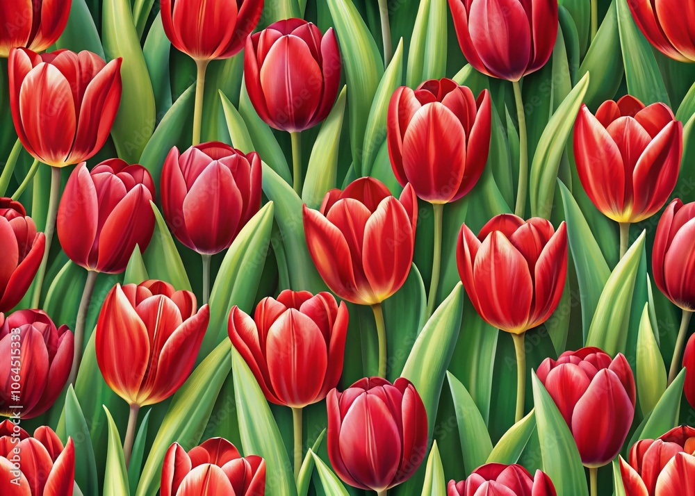 Red Tulip Seamless Pattern Background - Floral Design for Holiday Cards Red Tulip Seamless Pattern Background - Floral Design for Holiday Cards