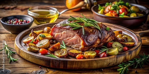 Roasted pork with crispy skin, an Italian culinary delight.