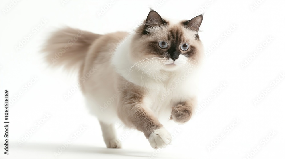 Obraz premium lovely ragdoll cat on white isolate background