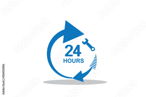 24 hours service vector symbol. 24h service duration sign. 24 h discount offer. same day delivery line icon set. fast 24hr support sign collection.
