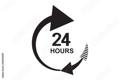 24 hours service vector symbol. 24h service duration sign. 24 h discount offer. same day delivery line icon set. fast 24hr support sign collection.
