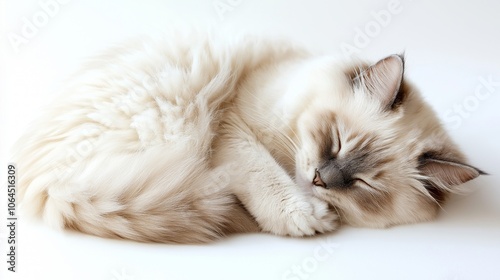 lovely  ragdoll cat on white isolate background