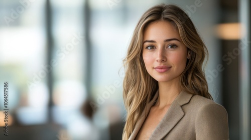Professional business woman headshot in modern office background, real estate Free Download Professional business woman headshot in modern office background, real estate - GFXLoad