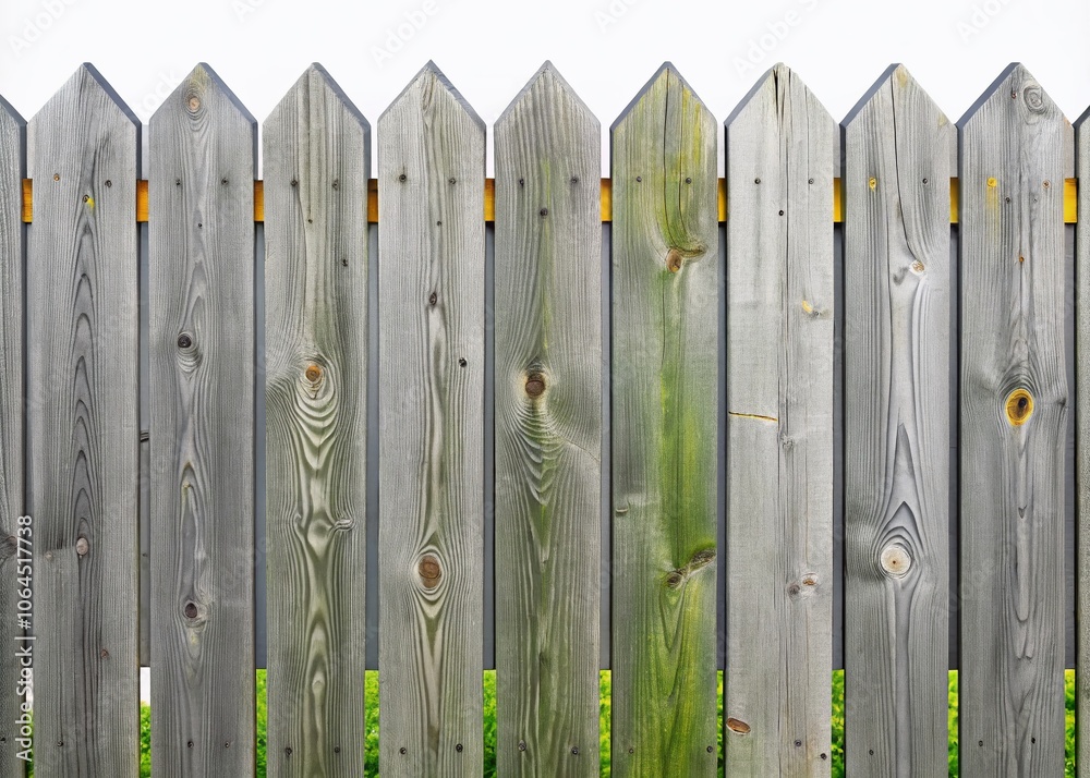 Fototapeta premium Silhouette Wooden Fence Plank Gray Background