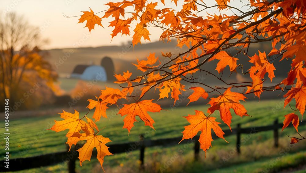 Autumn banner with vivid orange leaves Autumn banner with vivid orange leaves