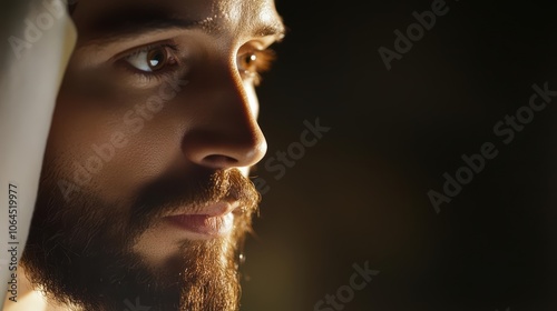 Profile of a contemplative man with a beard and focused expression.