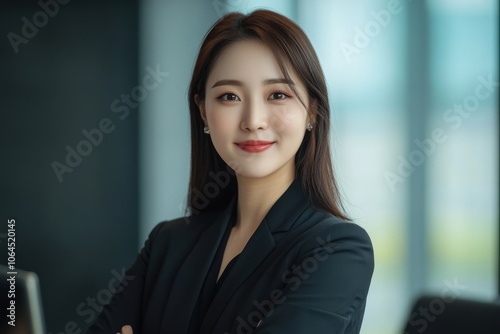 Smiling elegant confident young professional Korean business woman