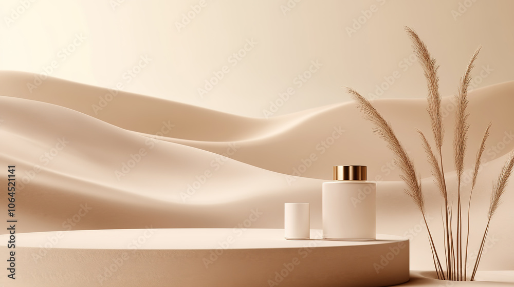 Fresh style 3D cosmetics product booth background Fresh style 3D cosmetics product booth background