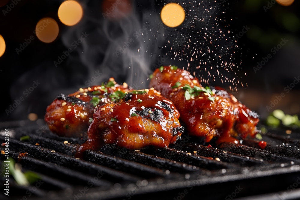 BBQ Chicken Wings with Sauce and Smoke BBQ Chicken Wings with Sauce and Smoke