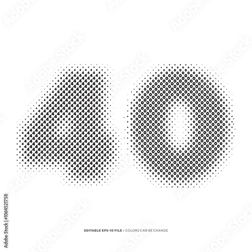 Number or Digit 40, filled with digit effect editable vector.