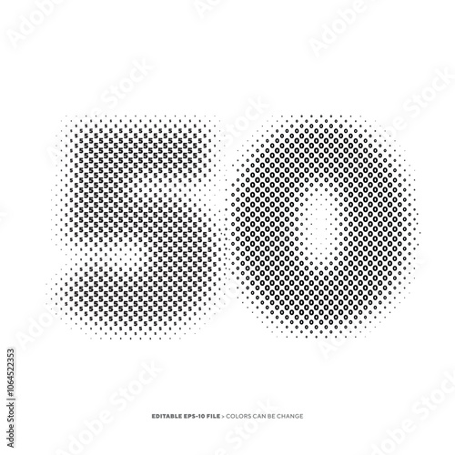 Number or Digit 50, filled with digit effect editable vector.