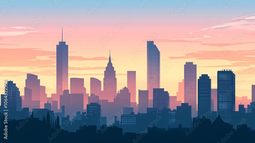 City Skyline at Sunset City Skyline at Sunset