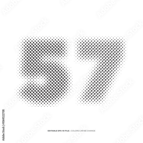 Number or Digit 57, filled with digit effect editable vector.