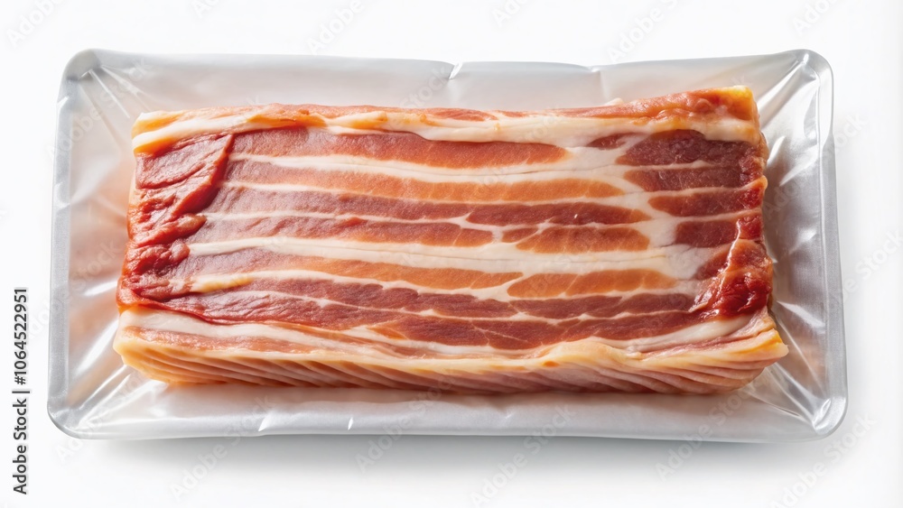 Vacuum Packed Bacon Slice - High Quality Food Photography Vacuum Packed Bacon Slice - High Quality Food Photography
