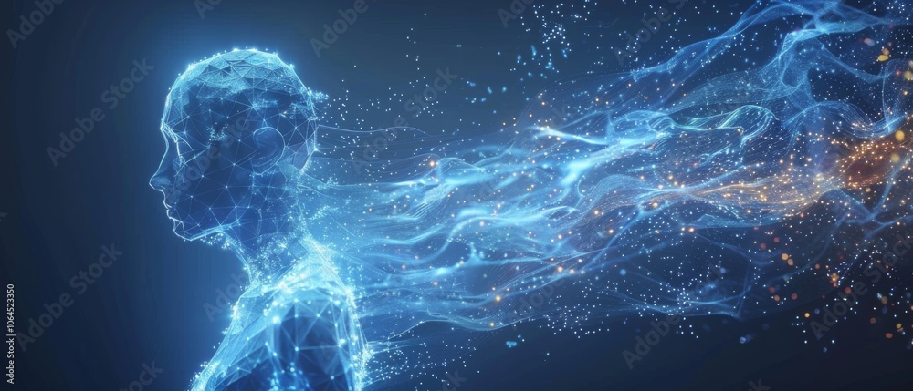 Low poly man in blue motion. Low poly man in blue motion.