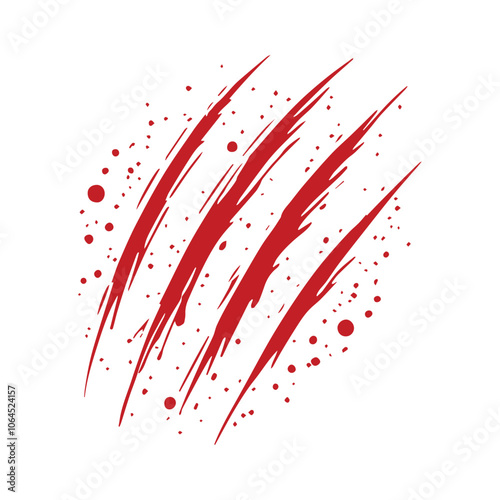 Red Bloody Claw isolated clipart - blood Dripping Vector illustration
