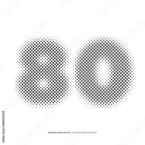 Number or Digit 80, filled with digit effect editable vector.