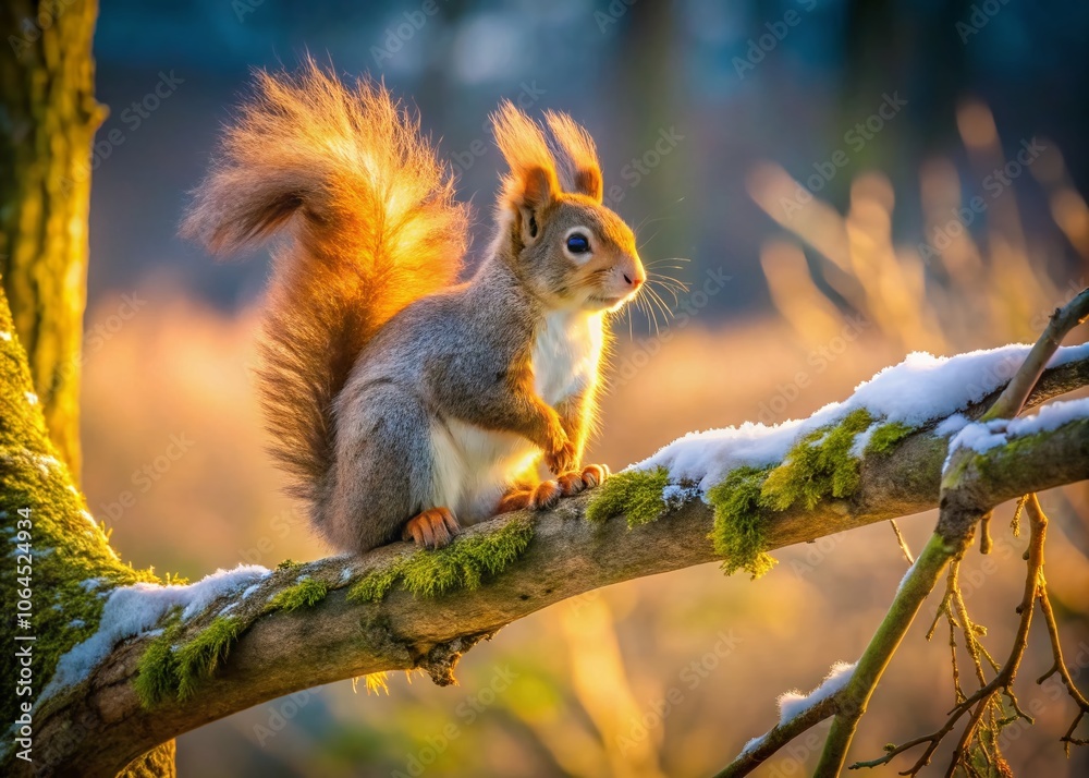 Fototapeta premium Winter Squirrel Awaits Spring Aerial