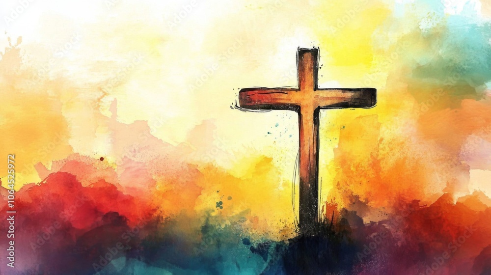 Obraz premium A unique blend of spirituality and art featuring Jesus Christ's cross.