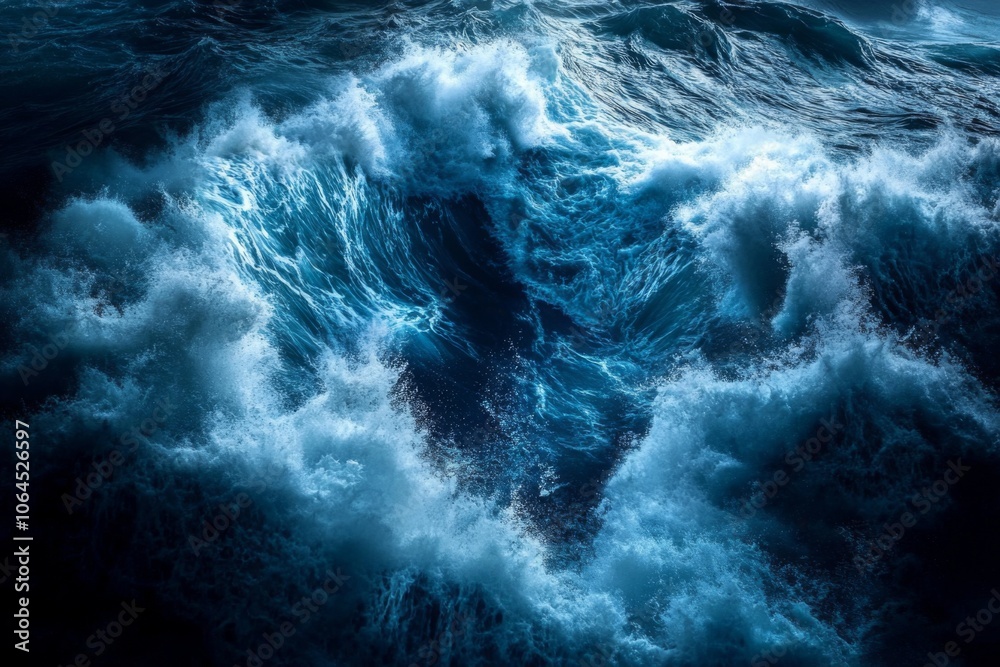 Dramatic Seascape in Deep Blues and Whites Dramatic Seascape in Deep Blues and Whites