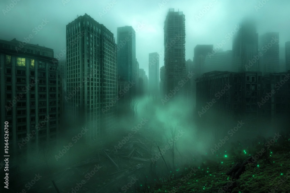 Bioluminescent Flora in a Dystopian Landscape Bioluminescent Flora in a Dystopian Landscape