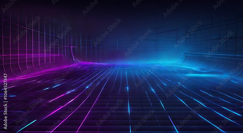 Futuristic Neon Grid Background with Dark Gradient and Electric Blue Lines for a High-Tech Look Futuristic Neon Grid Background with Dark Gradient and Electric Blue Lines for a High-Tech Look