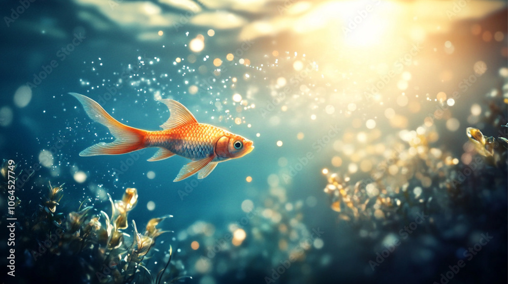 The most gorgeous underwater ocean scene with a fish swimming around. The most gorgeous underwater ocean scene with a fish swimming around.