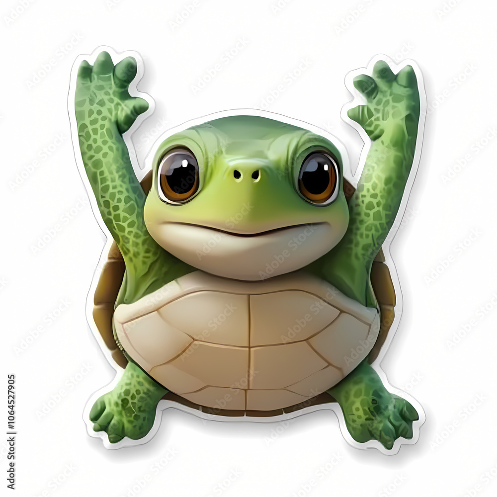 Fototapeta premium Cute 3D Cartoon Turtle Illustration Sticker